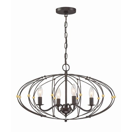 Crystorama Zucca 4 Light English Bronze Chandelier ZUC-A9034-EB-GA